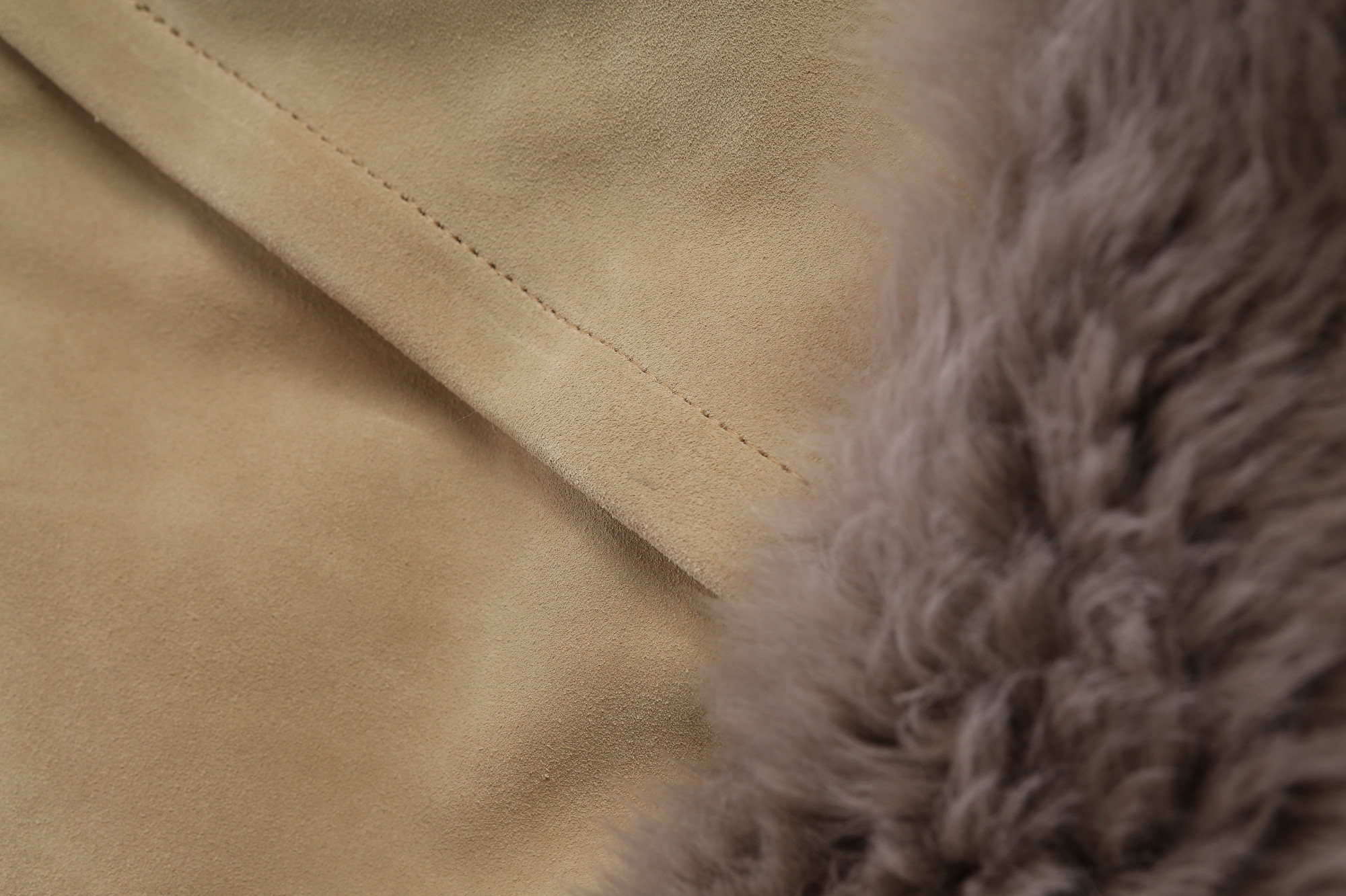 Stitching on sheepskin rug backing